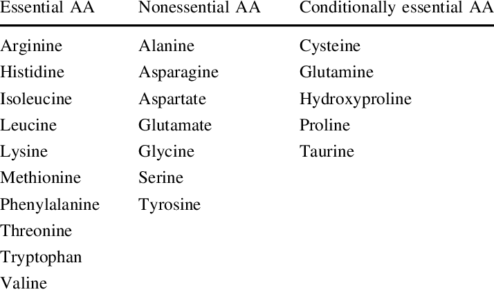 22 types of animo acids