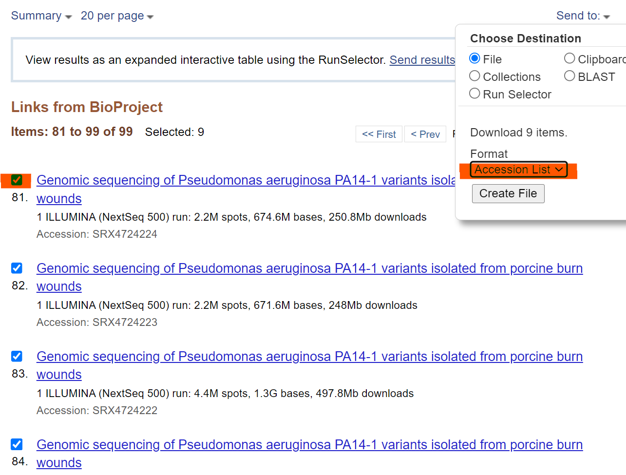 Fetch NCBI SRR number